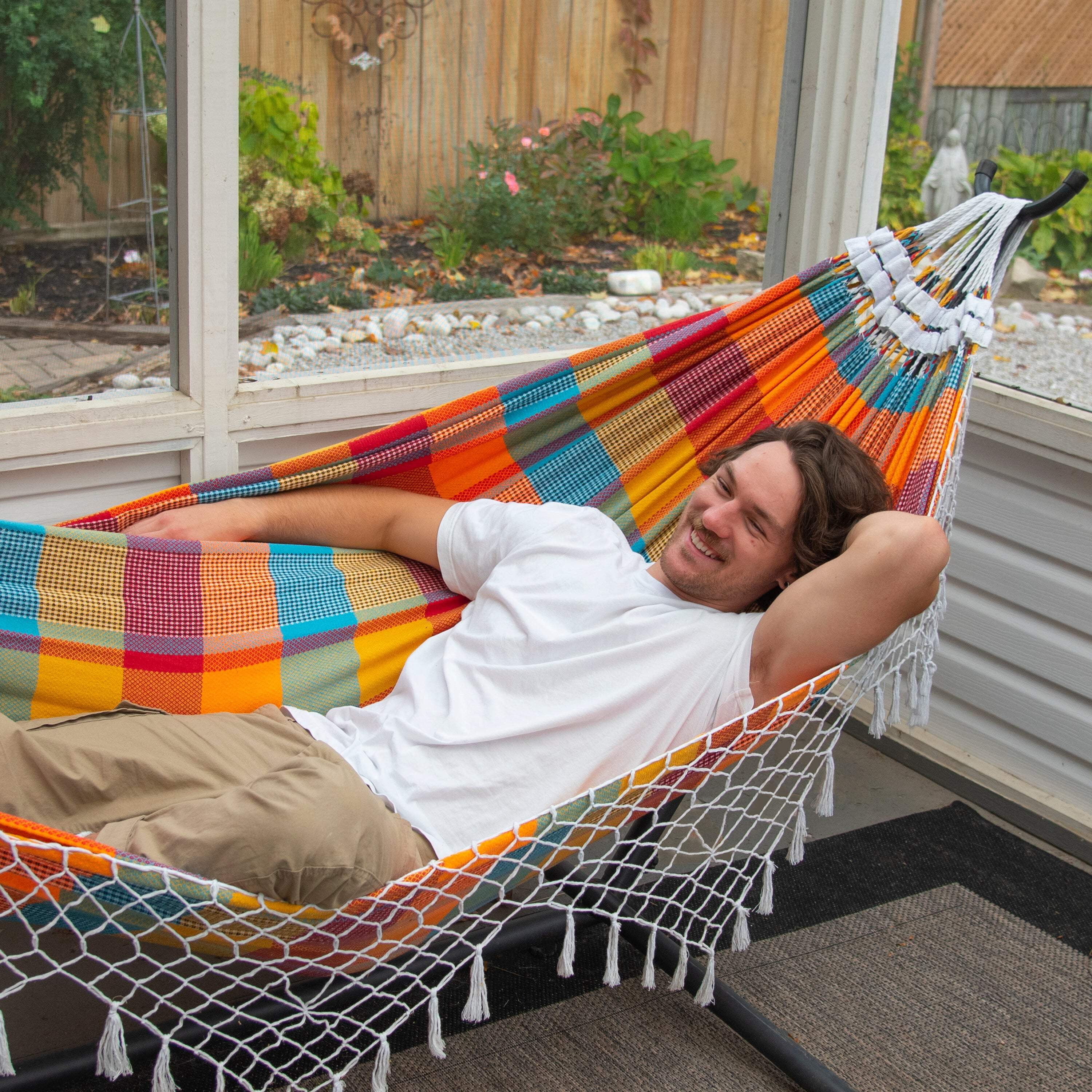 Vivere Authentic Brazilian Freestanding Hammock, Carnival