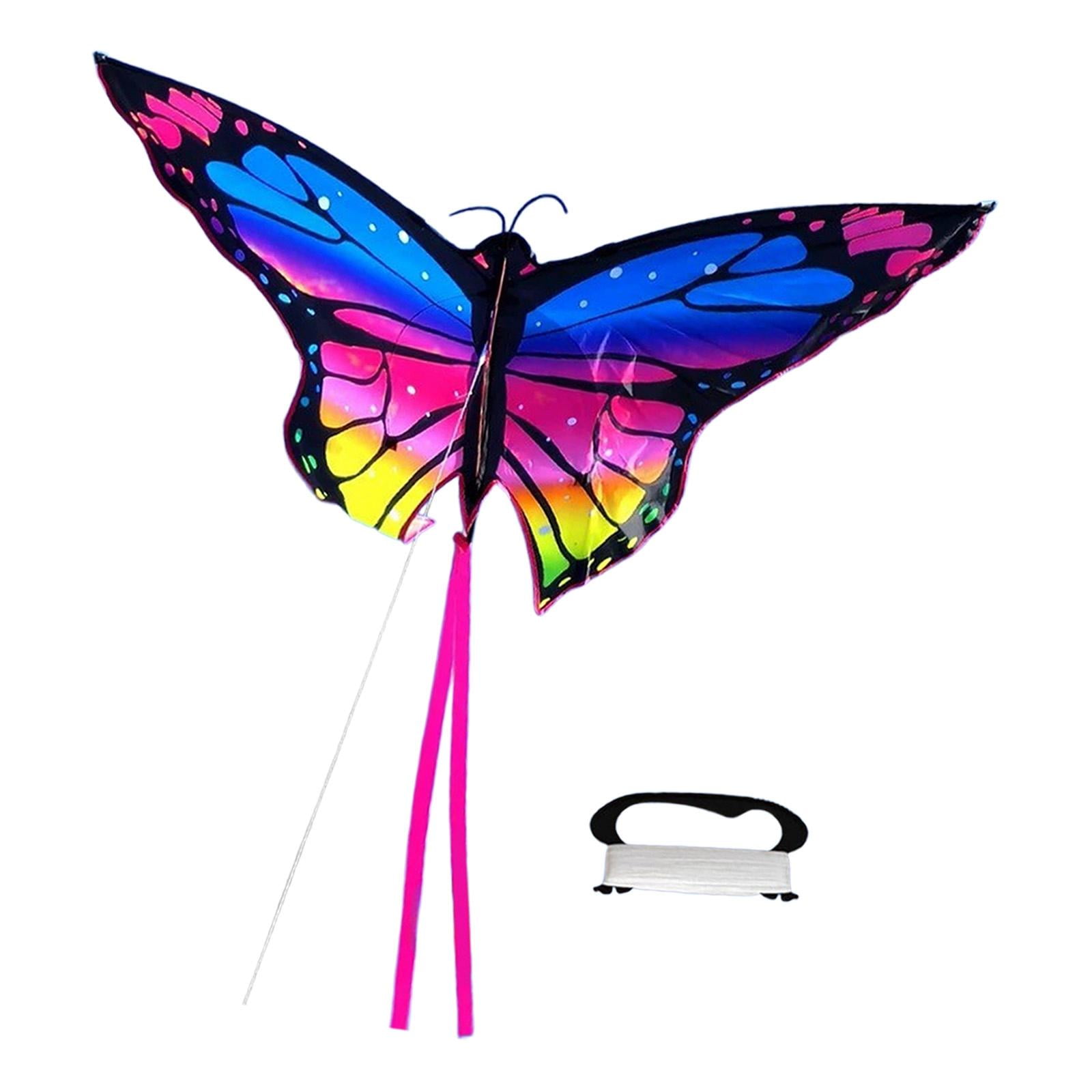 GARENDE Butterfly Kite Fun Beach Toy Single Line Kite Beautiful Portable Easy to Fly Big Blue Pink