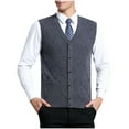 thumbnail image 5 of JUUYY Men's Classic V Neck Wool Blend Sweater Vest Sleeveless Button Buiness Front Knit Cardigan Vest with Pocket Gray XXL, 5 of 5