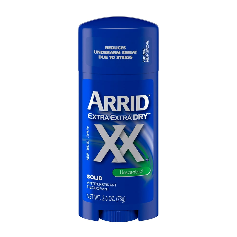 Arrid XX Extra Extra Dry Solid Antiperspirant Deodorant, Unscented, 2.6