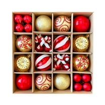 KOYPTL Gold and Red Christmas Balls Ornaments 16 Pcs Christmas Tree Ornaments Set Assorted Shatterproof Xmas Hanging Ornaments Christmas Decorations for Xmas Tree Holiday Party Wedding Home Decor