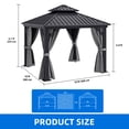 thumbnail image 2 of DEXTRUS 10 x 10 ft Hardtop Gazebo, with Netting and Gray Curtains, Double Roof Galvanized Steel Canopy, 2 of 7