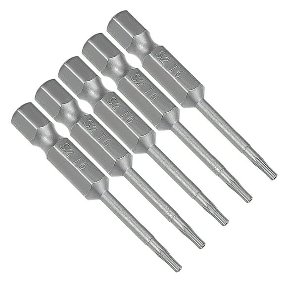 Unique Bargains S2 5pcs 1/4' Hex Shank T6 Magnetic Security Torx Screwdriver Bits 50mm Length