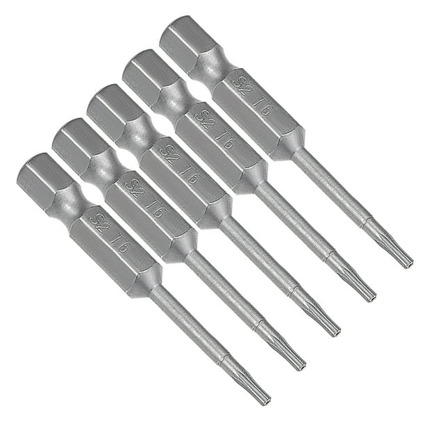 5pcs 1/4" Hex Shank T6 Security Torx Screwdriver Bits 50mm