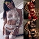 thumbnail image 2 of CALM0 moda ropa interior conjunto transparente ropa de dormir Sexy lencería mujeres sujetador erótico liguero conjunto tangas Sexy encaje Babydoll/Multicolorpangjing, 2 of 4