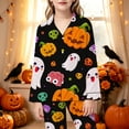 thumbnail image 2 of Hienoo Halloween Graphic Pajama Set For Girls Long Sleeve Buttons Shirts Pants Pajamas 3-14 Years, 2 of 5