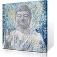 thumbnail image 1 of Buddha Head Wall Decor: Indigo Blue Buddha Giclee Prints on Canvas Decorations for Living Room Office Wall Decor Buddha Wall Art Easy Hanging with Frame (12"x12"x1 Panel), 1 of 6