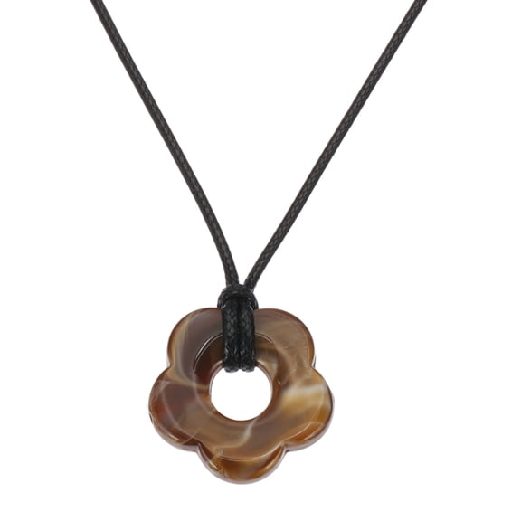 Flower Charms, Acrylic Flower Pendant Necklace Adjustable Chokers, Brown