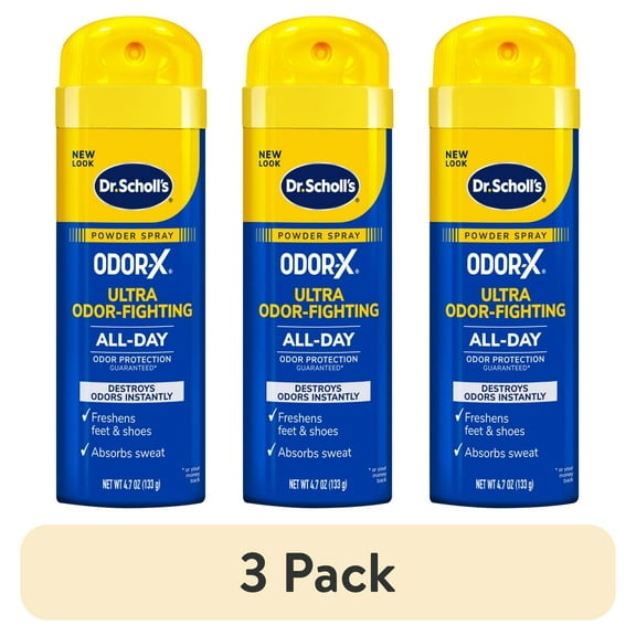 (3 pack) Dr. Scholl’s Odor-X Odor-Fighting Spray Powder, Unscented, 4.7oz