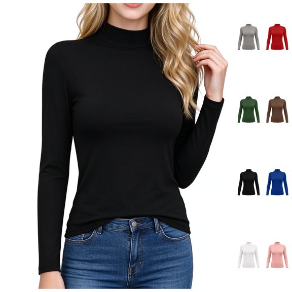 FAZVAOO Women's Stretchy Layering Undershirt Stretchy Warm Winter Layering Shirt