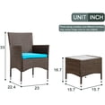 thumbnail image 7 of FDW Patio Furniture Sets 3 Pieces Wicker Bistro Set Outdoor ,Blue Cushion, 7 of 7