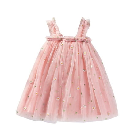 

Rovga Dresses For Girls Toddler Baby Kids Girls Daisy Floral Summer Sleeveless Beach Tutu Dress Casual Layered Tulle Dresses Princess Birthday Party Beach Dresses 1-6Y Fashion Clothing