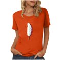 thumbnail image 1 of Dadaria Hauts pour Femmes Chemise Orange Manches Courtes T-Shirt Col Rond Été Chandail Blouses L, 1 of 5