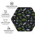 thumbnail image 3 of Honeii Space Rockets print Leather Coaster Set of 4, ideal for safeguarding your furniture from drinks spills and effortless cleanup-Hexagon, 3 of 6