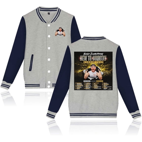 Bailey Zimmerman Merch 2025 Country Music Tour Baseball Uniform Unisex V-neck Button Long-sleeved Jacket