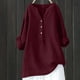 thumbnail image 2 of Blusa holgada con botones para mujer: cuello alto, manga larga, color liso, algodón y poliéster, camisa informal para la oficina, 2 of 3