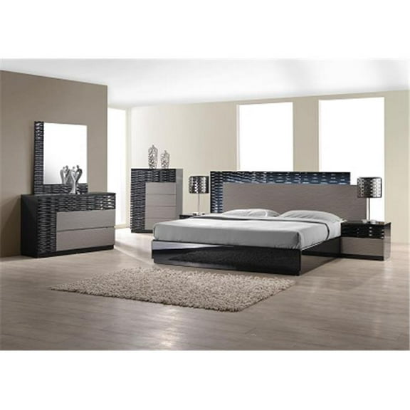 J & M Furniture 17777-C Roma Chest - Black & Grey Lacquer