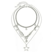 Set of 3pcs Star Pendant Necklace Chic Neckwear Trendy Clavicle Chain for Party