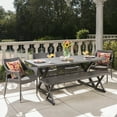 thumbnail image 2 of GDF Studio Soraparu Outdoor Wicker and Aluminum 6 Piece Dining Set with Bench, Gray and Black, 2 of 13