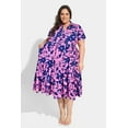 thumbnail image 4 of CASSIE LIZ Plus Size Womens Dresses Casual Floral Pink Blue Fall Dresses Fashion Midi Sundresses Short Sleeve Collared Elegant V Neck Dresses Loose Fit Summer Dress with Pocket XL 14W 16W, 4 of 8