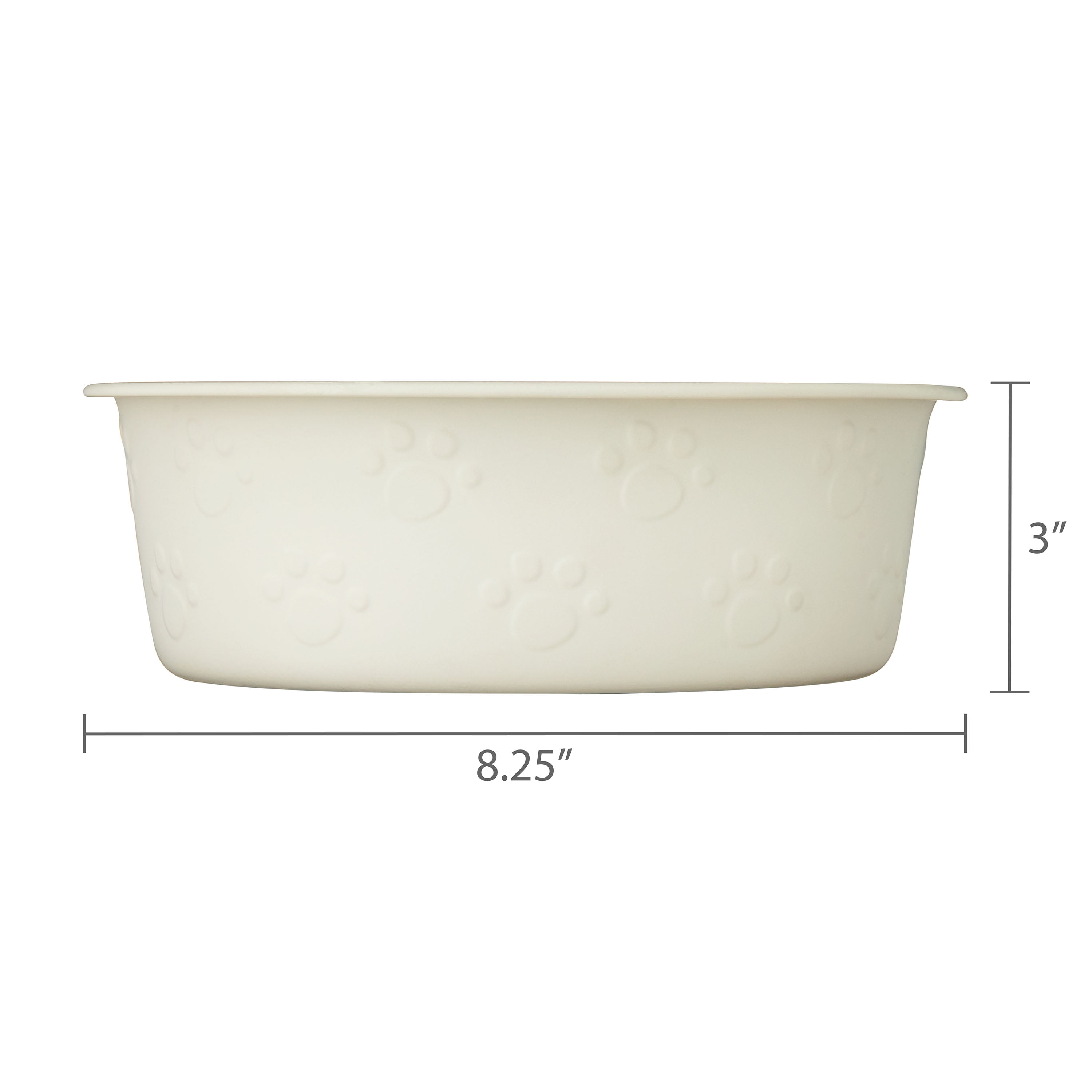 Vibrant Life Large Stainless Steel Embossed Dog Bowl, Off-White Paws
