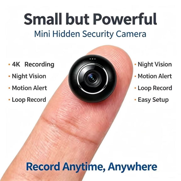 l10 Magnetic Mount Security Camera, 4K Mini WiFi Cam with Night Vision, Motion Alerts, Wireless Design for Indoor Home Surveillance