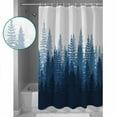 thumbnail image 4 of Navy Blue Shower Curtain, 48" x 72", Forest Nature Woodland Tree Misty Forest Silhouette Landscape Waterproof Bathroom Curtain Washable Shower Curtain Set with 12 Hooks, 4 of 6