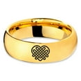 thumbnail image 2 of Tungsten Keltic Celtic Many Knots Heart Shape Band Ring 7mm Men Women Comfort Fit 18k Yellow Gold Dome Polished, 2 of 4