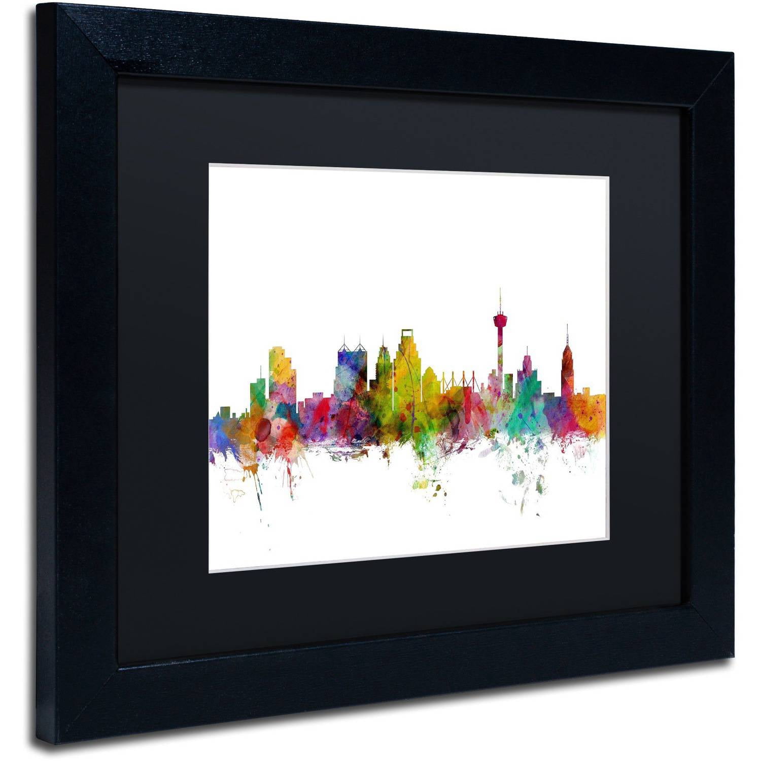 Trademark Fine Art 'San Antonio Texas Skyline' Canvas Art by Michael Tompsett, Black Matte, Black Frame