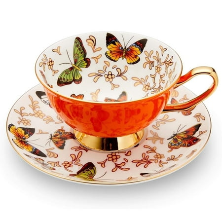 

Gardenia Fields 6 oz Orange Bone China Cup and Saucer Set of 1