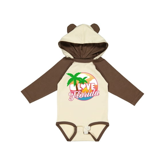 Inktastic I Love Florida with Ocean and Palm Trees Boys or Girls Long Sleeve Baby Bodysuit