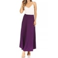 thumbnail image 4 of Women's Casual Solid Flare A-line Long Skirt with Elastic Waistband, 4 of 6