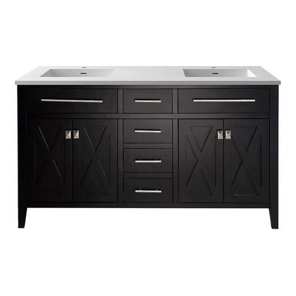 Laviva Wimbledon 60" Wood Cabinet with VIVA Stone Countertop in Espresso/White