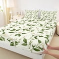 thumbnail image 3 of Feelyou Vintage Flower Floral Twin Sheet Sets, White Green Botanical Twin Fitted Sheet, Teens Girls Women Flat Sheet, Microfiber Bedroom Decor, 3-Piece, 3 of 7