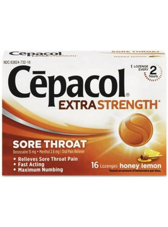Cepacol Sore Throat Maximum Strength Numbing Lozenges With Honey Lemon, 16 Ea
