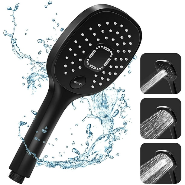 Shower head, handheld shower head, rain shower with 3 spray types