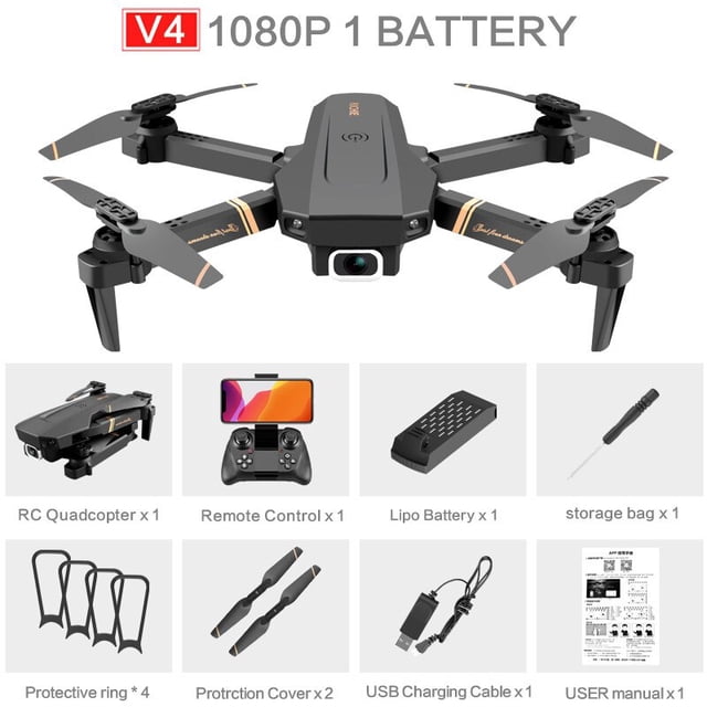 V4 Rc Drone 4k HD Cámara gran angular 1080P WiFi fpv Drone Cámara dual Quadcopter Transmisión en tiempo real Helicóptero Dron Juguetes de regalo Tan Jianjun unisex