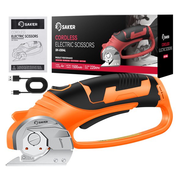 Saker Electric Box Cardboard Cutter,Cordless Elwetric Scissors for Fabric Leather Paper Plastic - Card Board Cutter Tool with 4V Recharged Battery - Safet