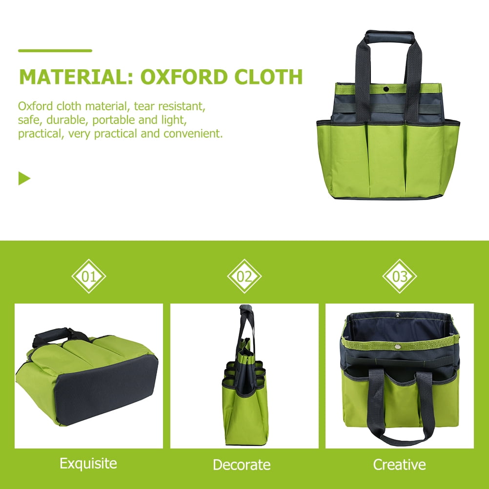 Garden Tool Carrier Gardening Tool Storage Tote Multi-pockets Lawn Yard Carrier