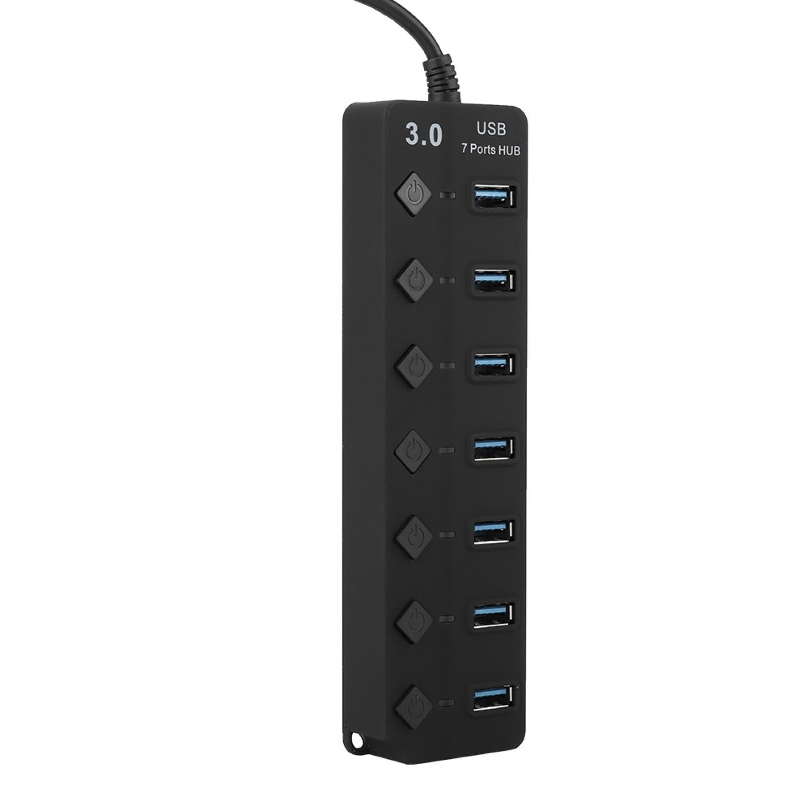 7Port USB Hub, Black USB 3.0 USB Hub, For PC Tablet Laptop
