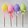 thumbnail image 5 of CoreLiving Easter Egg Plant Picks Glitter Foam Crafts Wooden Stake Decoration for Spring Tree Branches Floral Arrangement Vase Filler, Assorted Colors, 5 of 9