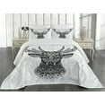 thumbnail image 2 of Ambesonne Black White Quilted Coverlet 3 Pcs, Bohem Deer, Queen Size, Black White, 2 of 4