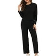 thumbnail image 2 of INSPIRE CHIC Women's Sleepwear Pajama Soft Round Neck Casual Knit Nightwear Lounge Sets XS Black, 2 of 4