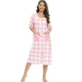 thumbnail image 7 of Buffalo Plaid Robe for Women - Medium Length Luxury Holiday Kimono Women's Nightgown Bathrobe with Pockets 3/4 Sleeve Pajamas Dress,Pink S-2XL, 7 of 7
