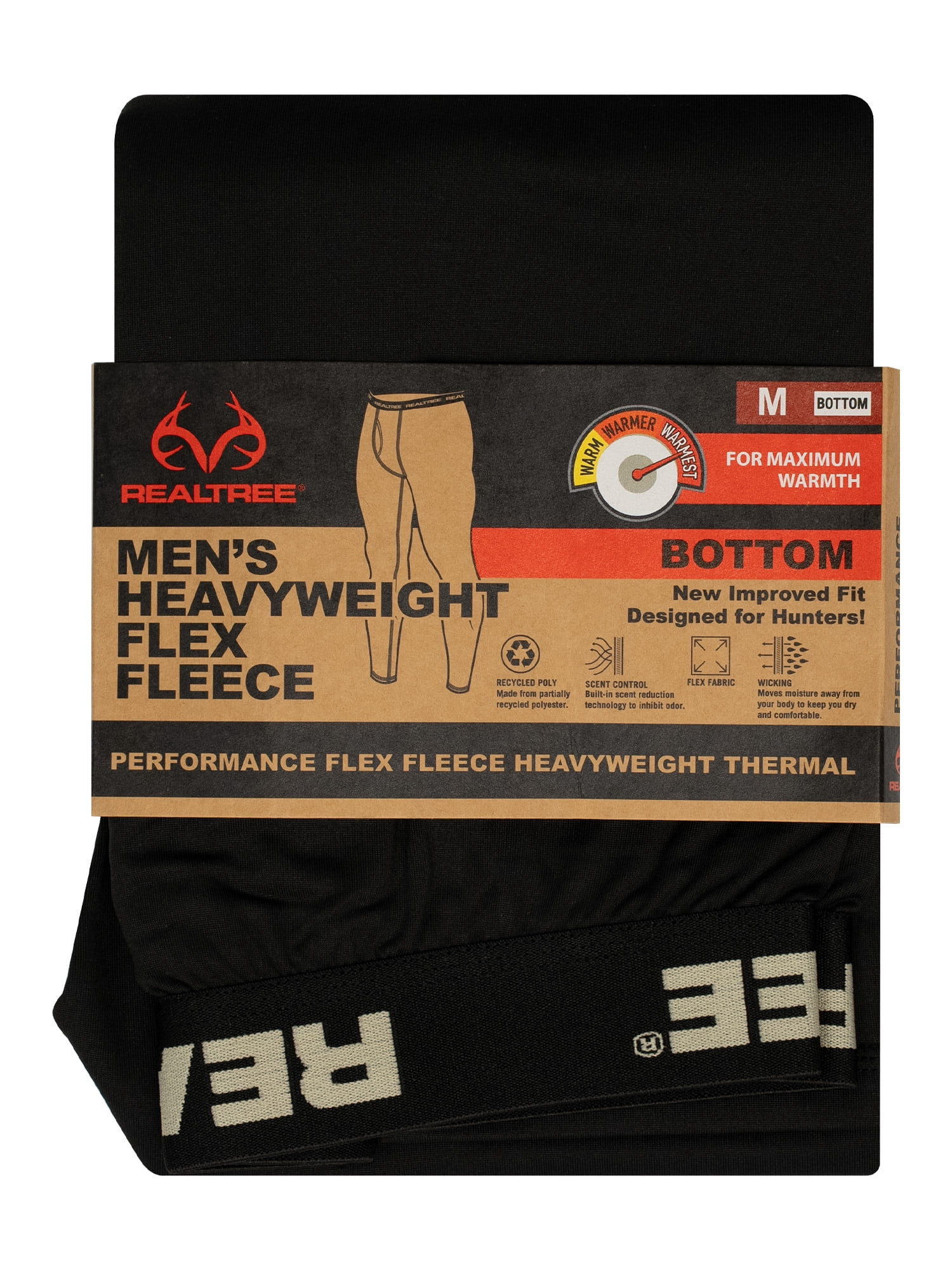 Realtree Men's Heavyweight Fleece Base Layer Thermal Pants, size M-XL