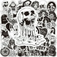 thumbnail image 4 of 50 pegatinas de grafiti de calavera gótica en blanco y negro, pegatinas impermeables para scooter, guitarra, cubierta de carrito, 4 of 6