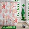 thumbnail image 5 of Coral Red Pastel Aqua Coastal Shower Curtain Set with Hooks, Ocean Animals Pattern Waterproof Fabric Bathroom Curtains Decor Home Accessories, Stall Long 54 X 78 Inch, 5 of 9
