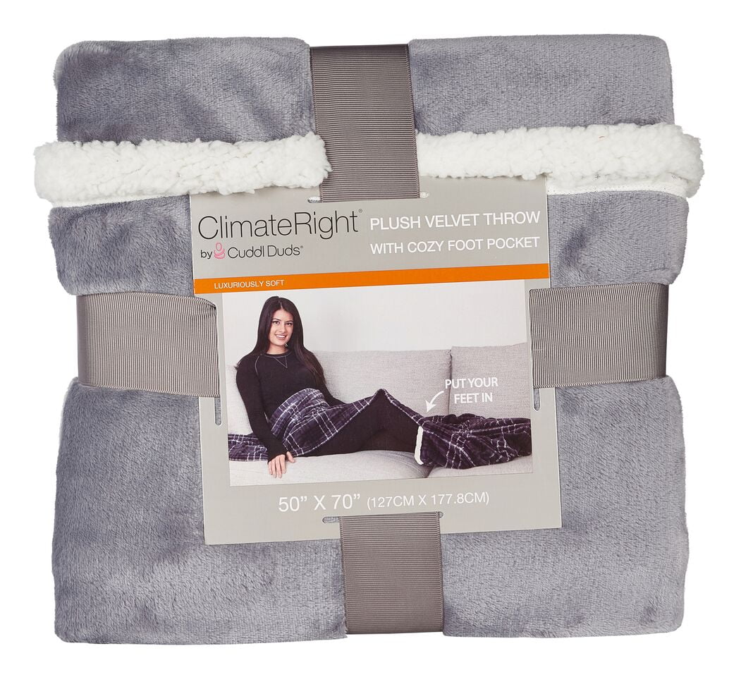 Oversized Velvet Plush Throw Blanket With Cozy Foot Pocket