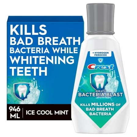 Crest Breath Bacteria Blast Mouthwash, Mint, 946 mL (32 fl oz)