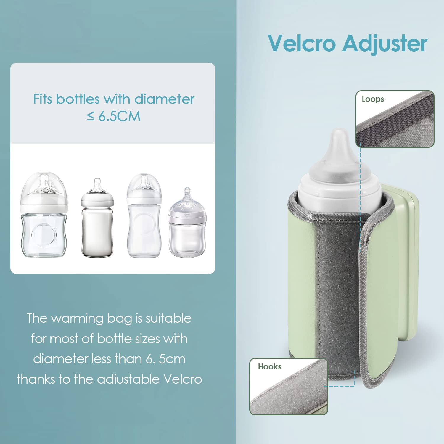 Wiher Wireless Baby Bottle Warmer for Travel, Portable Baby Milk Warmer with Light On The Go Constant Temperature Rechargeable USB Battery-Powered Baby Milk Heating Bag in Car Heaters Thermostat Bag